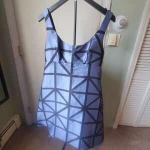 Milly Blue Geometric-Print Midi Dress
